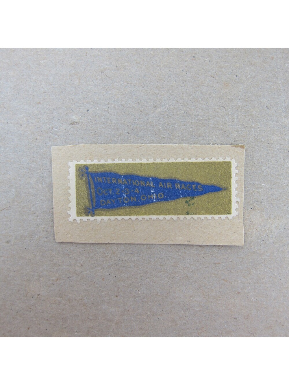 International Air Races Dayton Ohio Stamp Blue Flag on Gold Antique 1924 SCARCE
